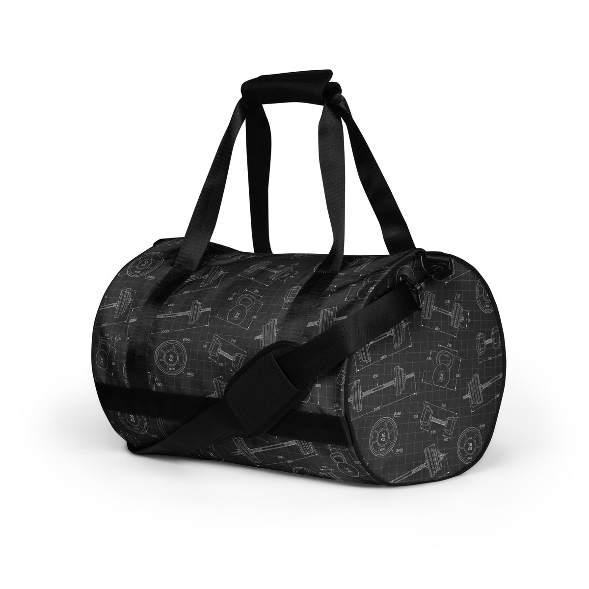 Iron Blueprint gym bag, left front view