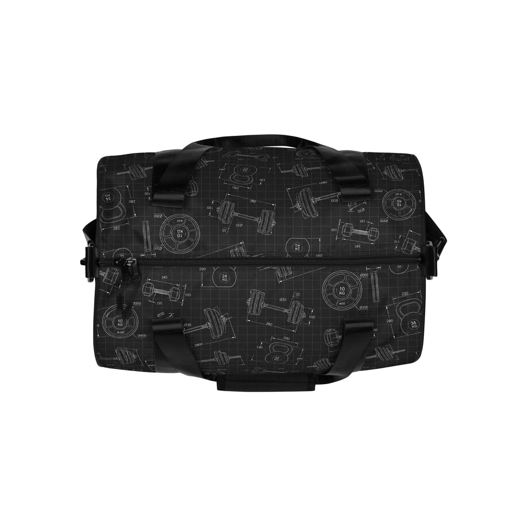 Iron Blueprint gym bag, top view