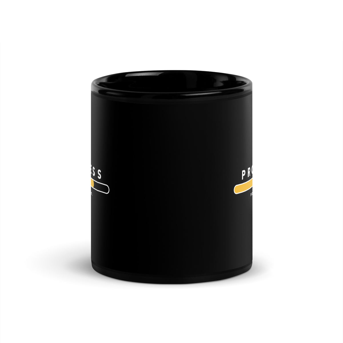 Black Progress Not Perfection mug, 11 oz, front
