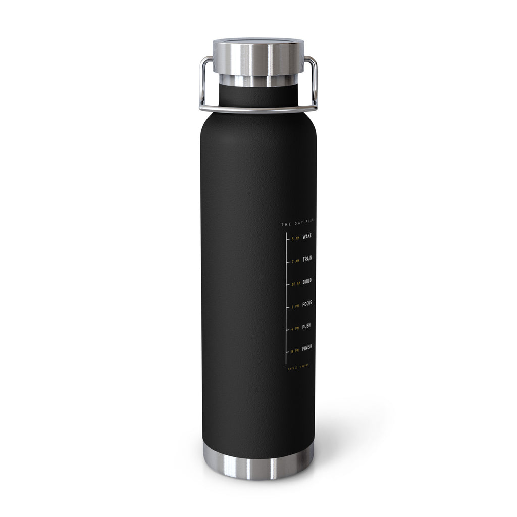 Black The Day Plan insulated bottle, 22 oz, front view