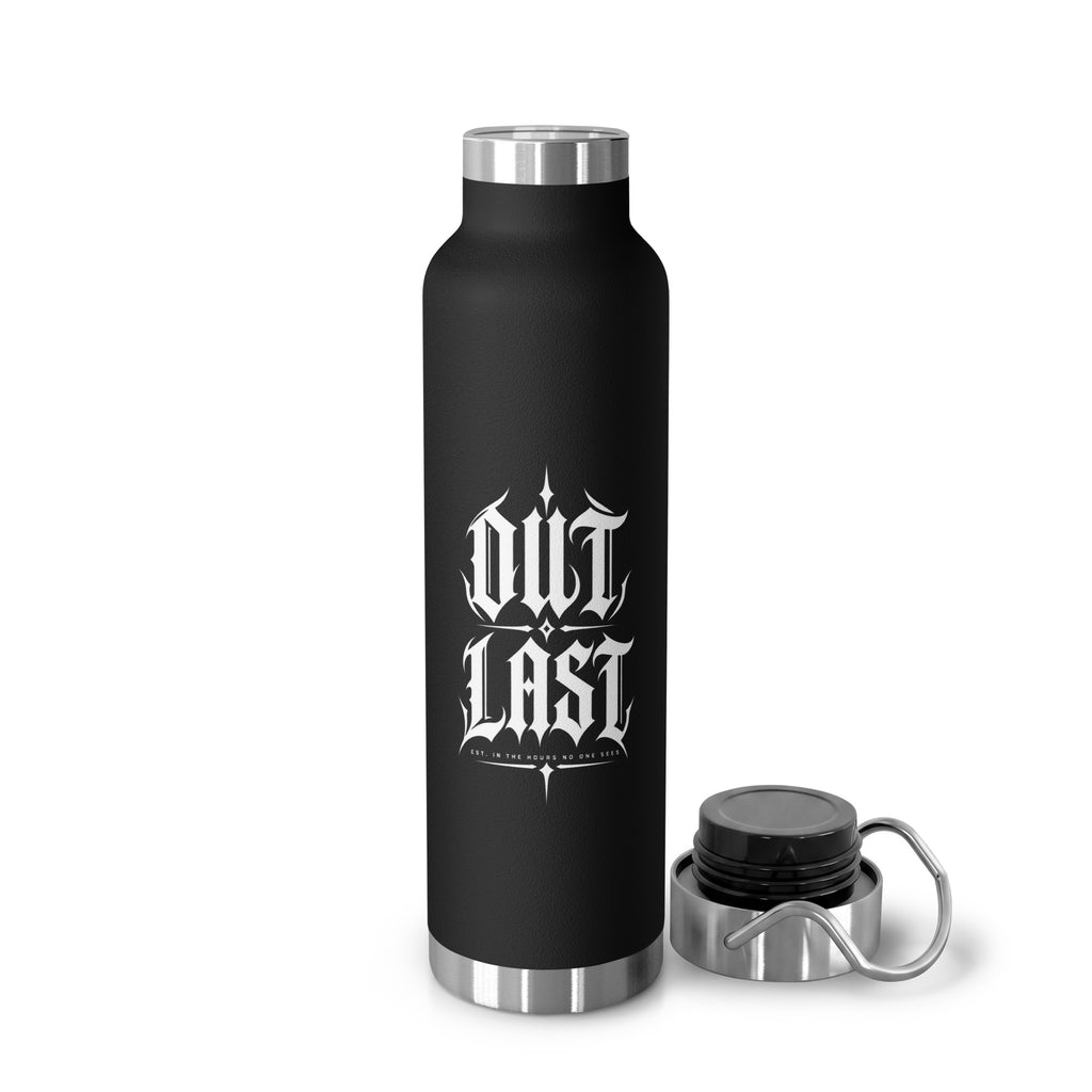 Black The Hours No One Sees insulated bottle, 22 oz, front view