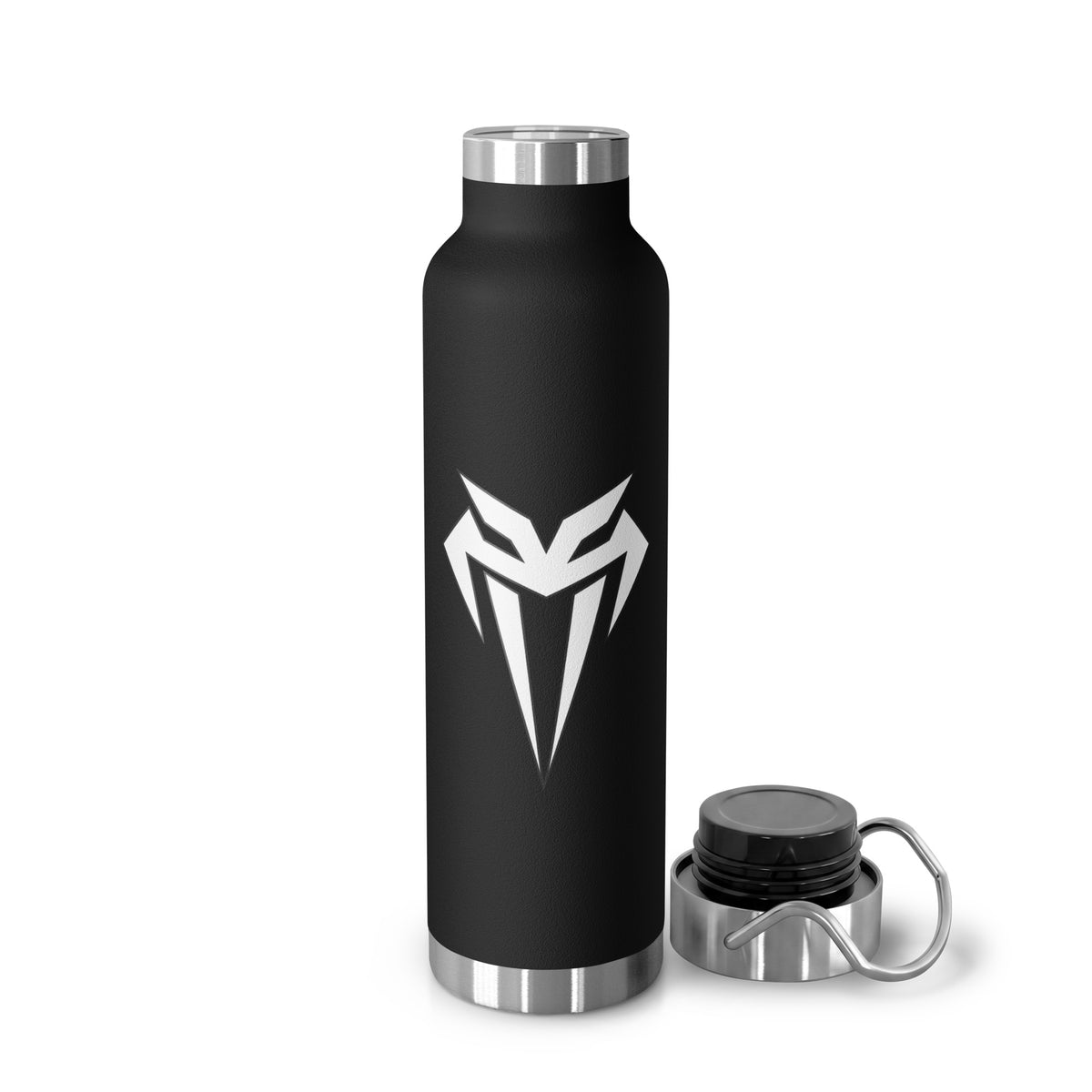 Black FangViper insulated bottle, 22 oz, front view