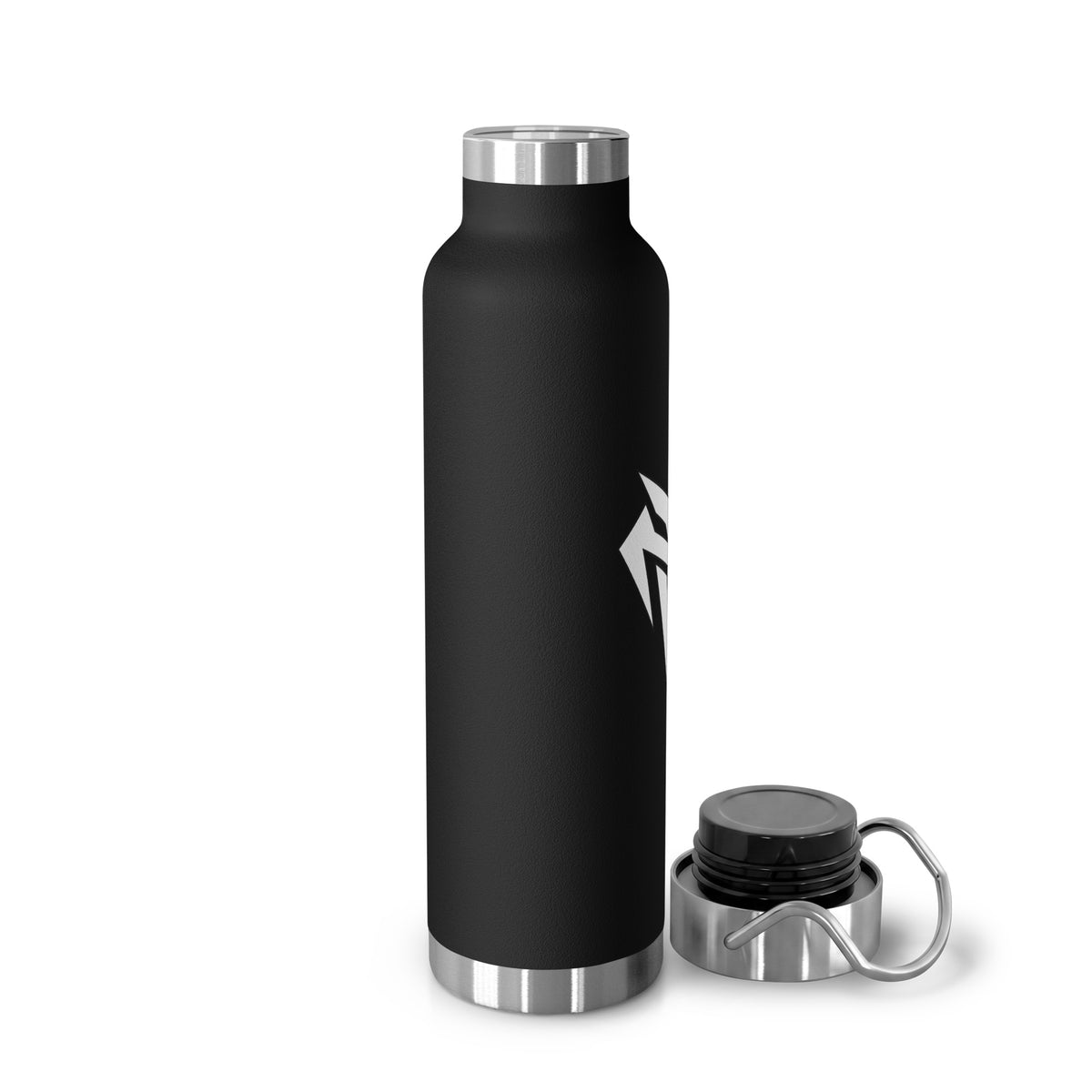 Black FangViper insulated bottle, 22 oz, left view