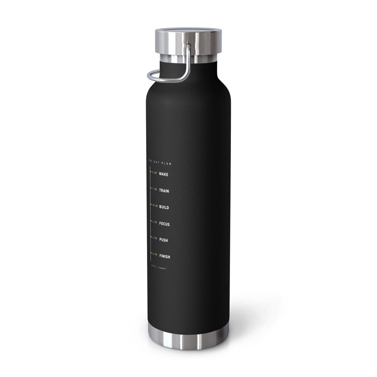 Black The Day Plan insulated bottle, 22 oz, right view