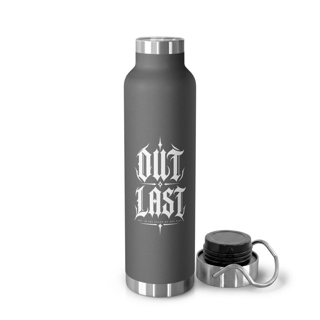 Grey The Hours No One Sees insulated bottle, 22 oz, front view