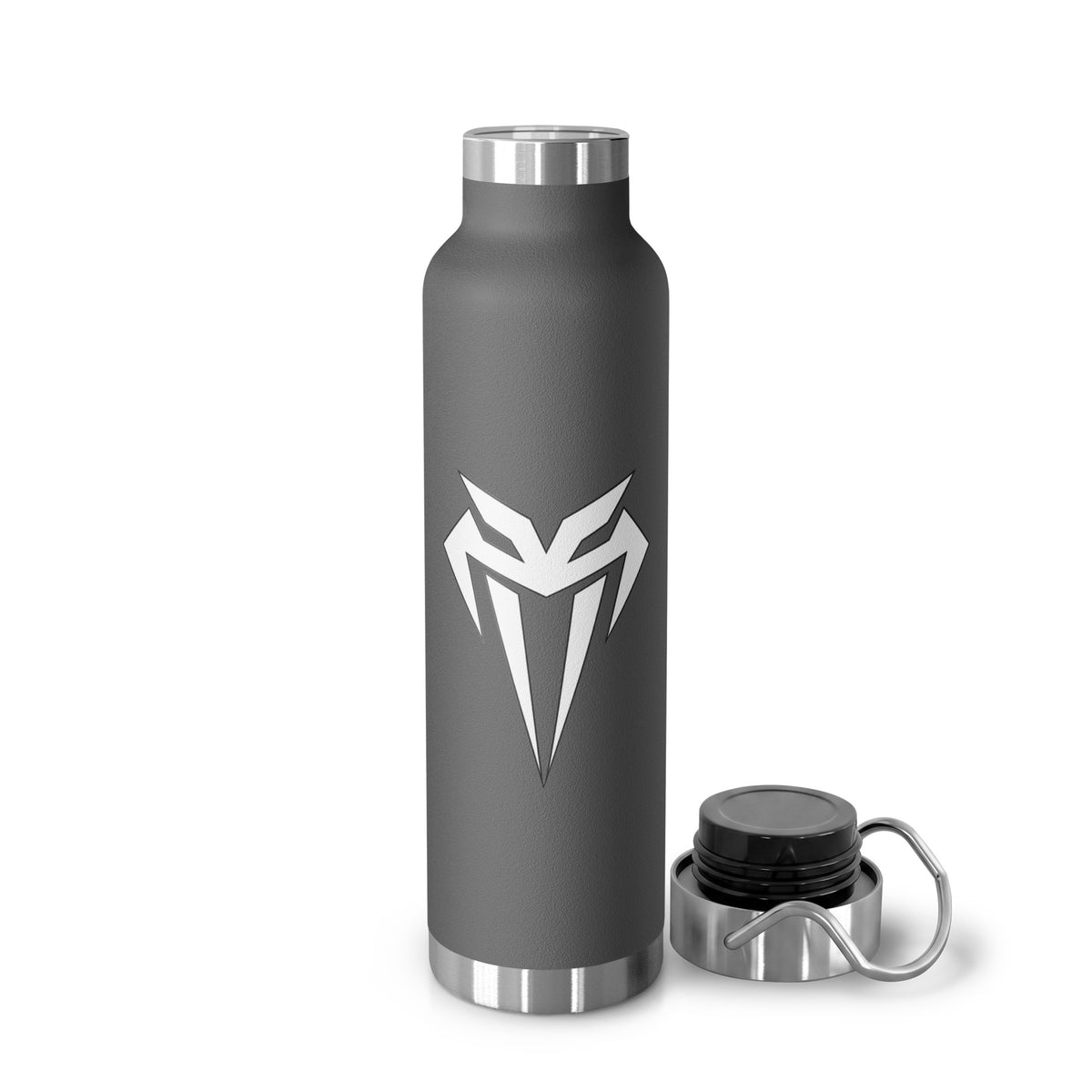 Grey FangViper insulated bottle, 22 oz, front view