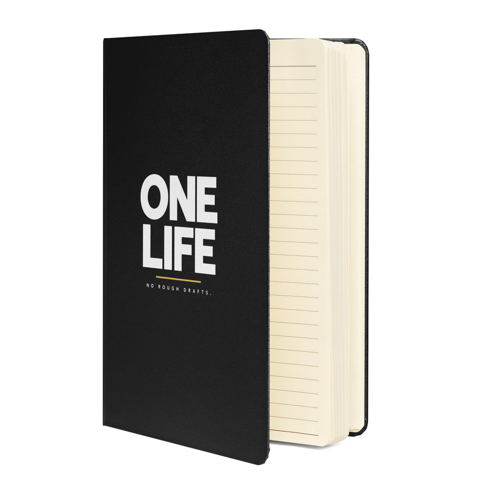 Black One Life No Rough Drafts hardcover journal, front cover