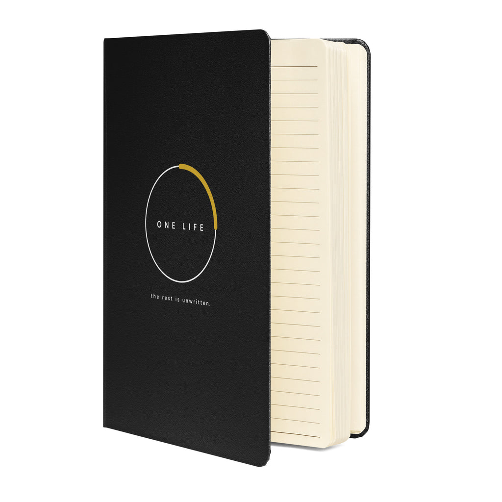 Black One Life Unwritten hardcover journal, front cover