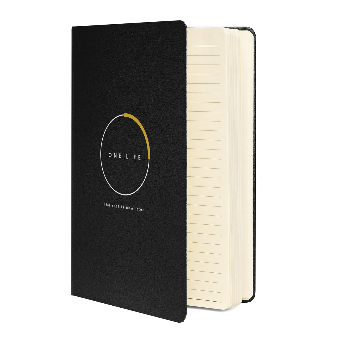 Black One Life Unwritten hardcover journal, front cover