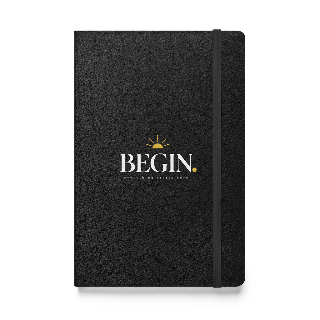 Black Begin hardcover journal, front cover