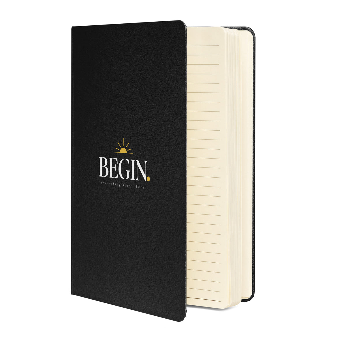 Black Begin hardcover journal, front cover