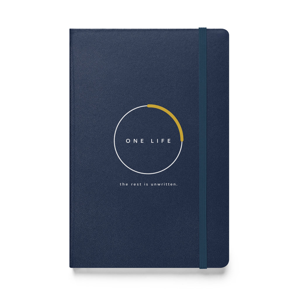Navy One Life Unwritten hardcover journal, front cover