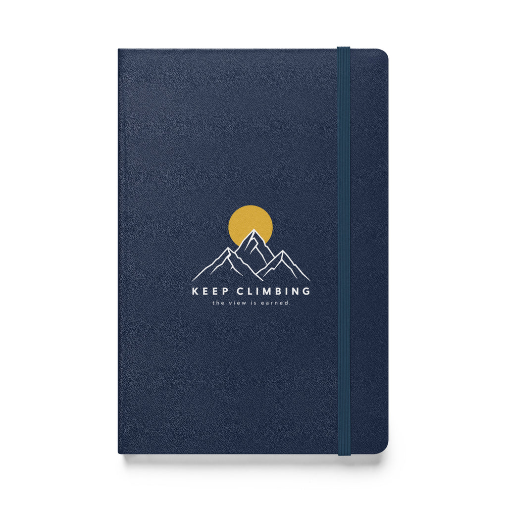 Navy Keep Climbing hardcover journal, front cover