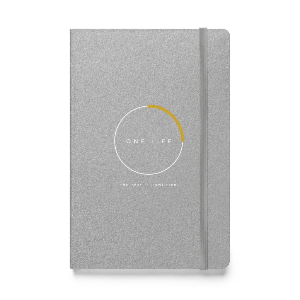 Silver One Life Unwritten hardcover journal, front cover