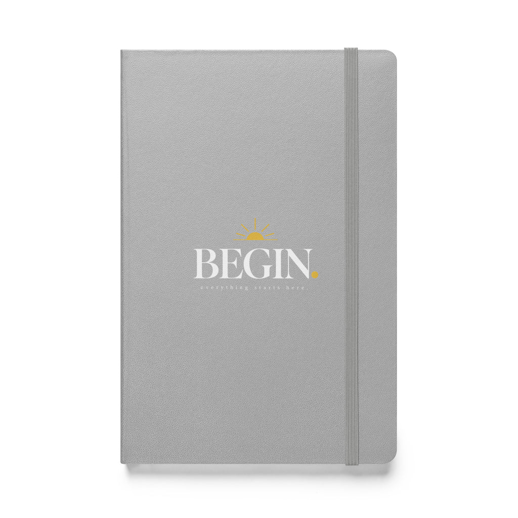 Silver Begin hardcover journal, front cover