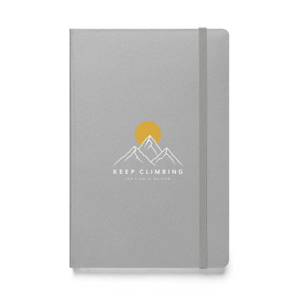 Silver Keep Climbing hardcover journal, front cover