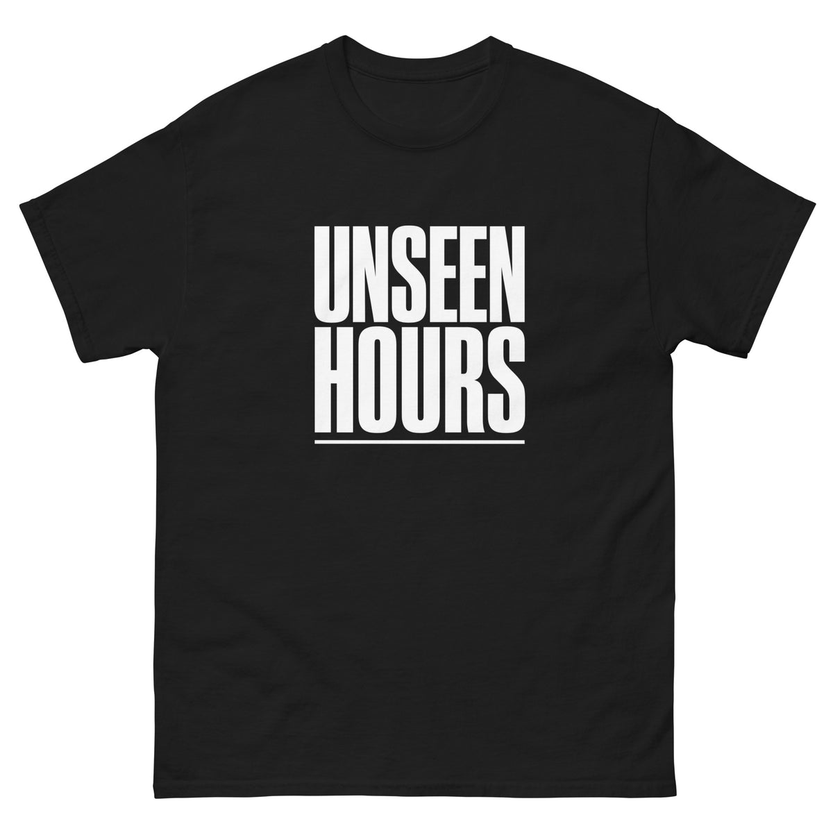 Black Unseen Hours t-shirt, front