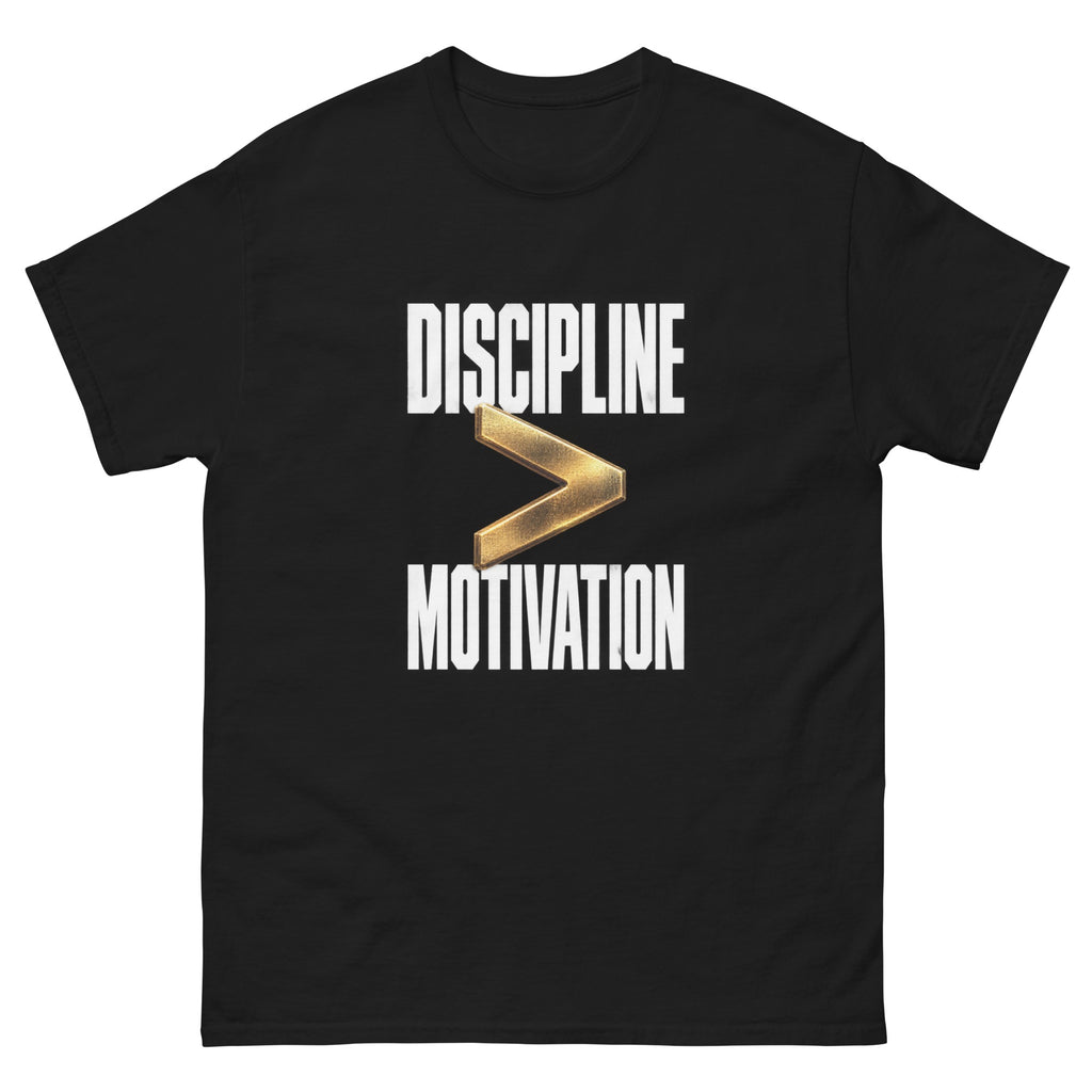 Black Motivation and Discipline t-shirt, front