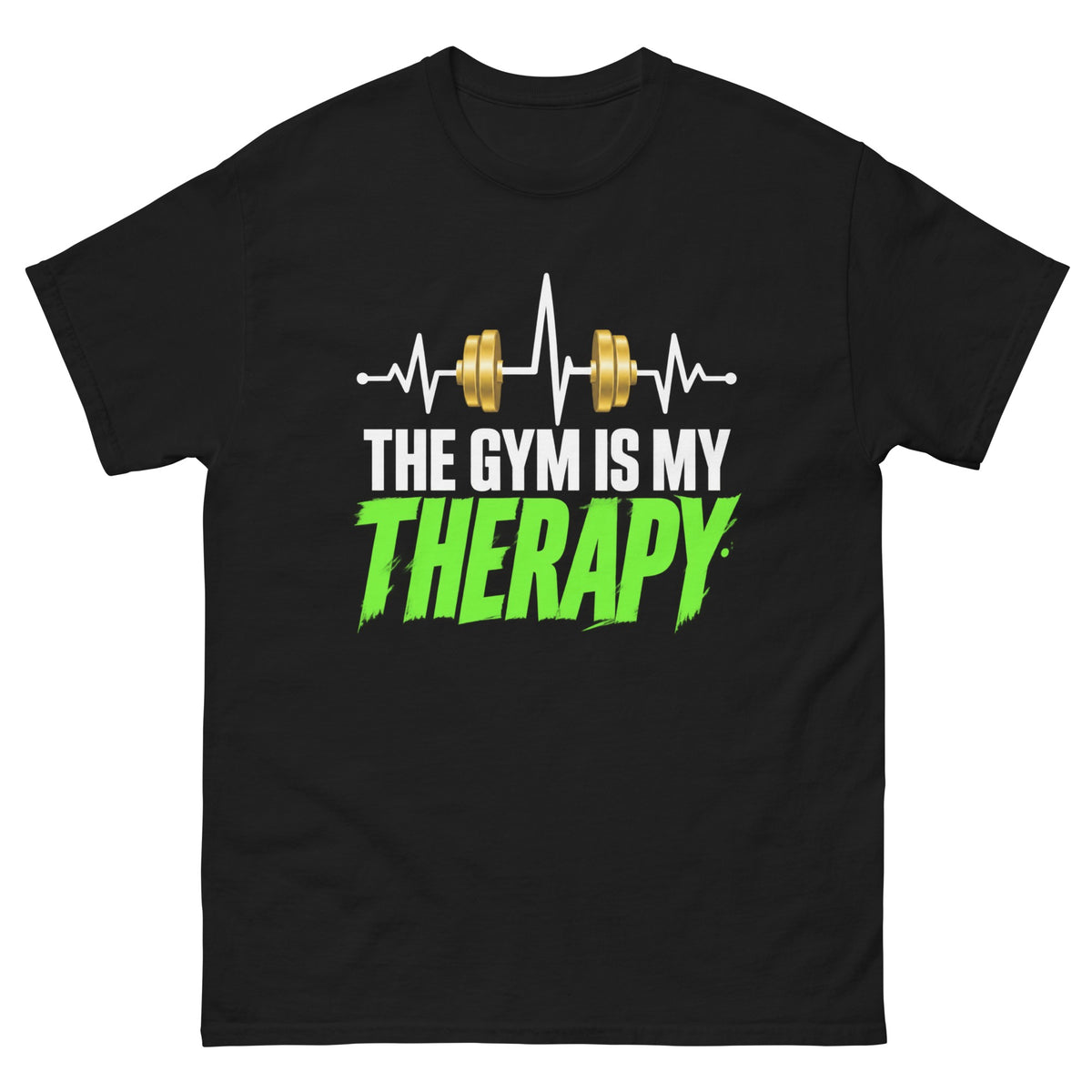 Black Gym Is My Therapy t-shirt, front