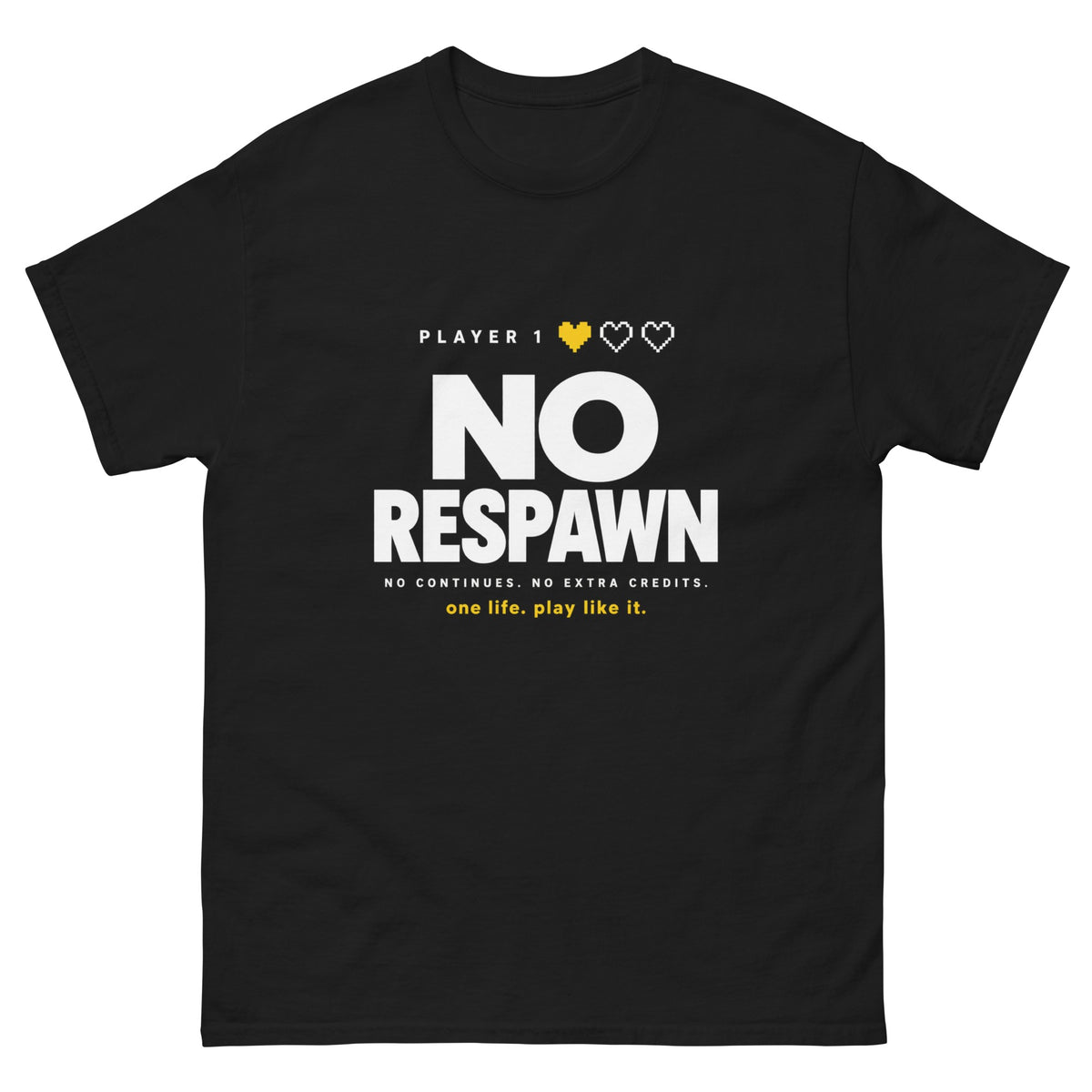 Black No Respawn t-shirt, front