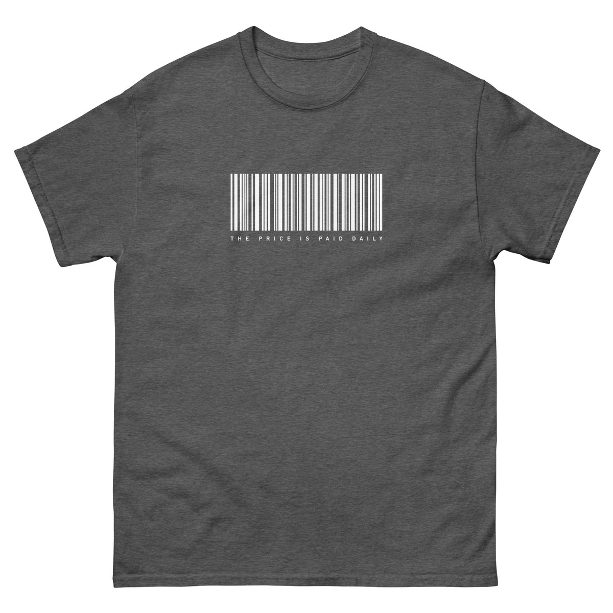 Dark Heather Price Paid Daily t-shirt, front