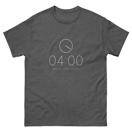 Dark Heather 04:00 t-shirt, front