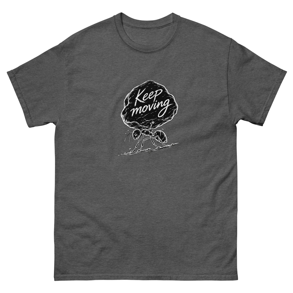 Dark Heather Keep Moving t-shirt, front