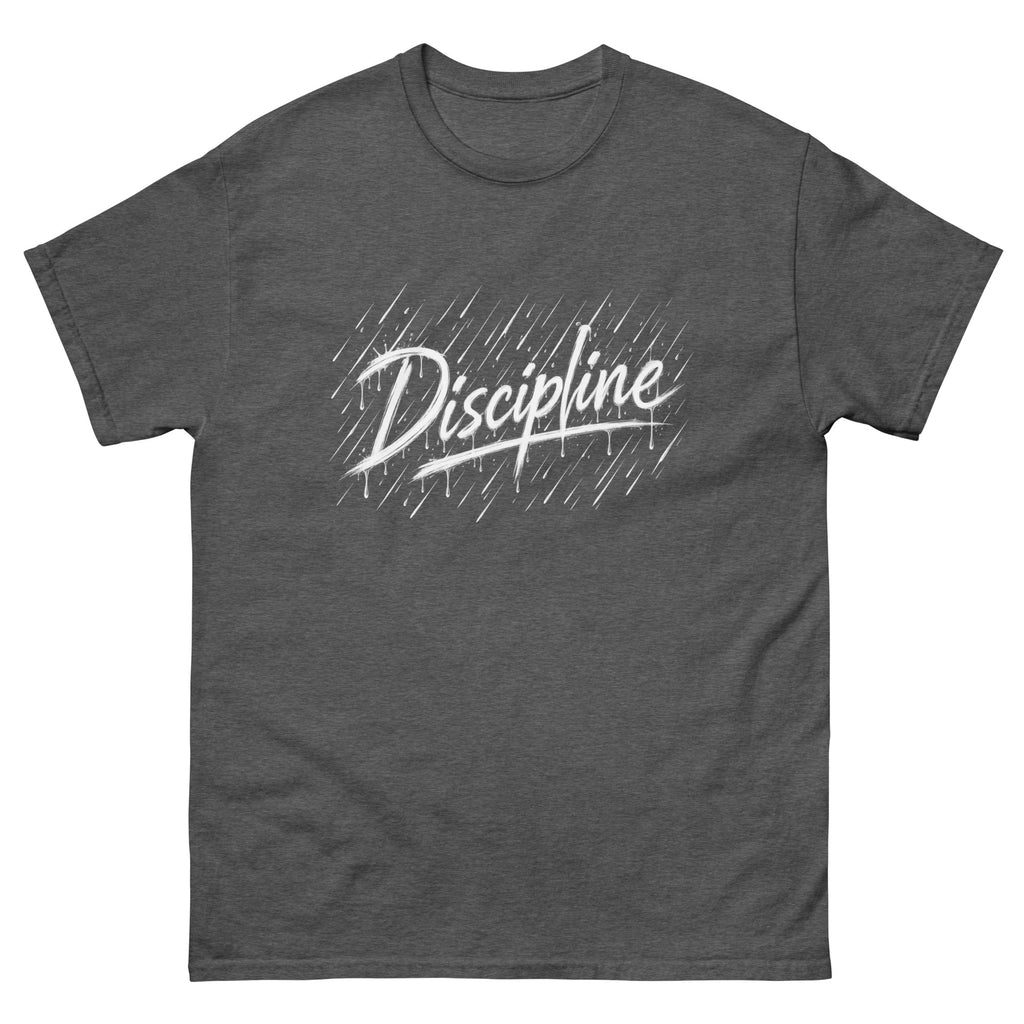 Dark Heather Discipline t-shirt, front