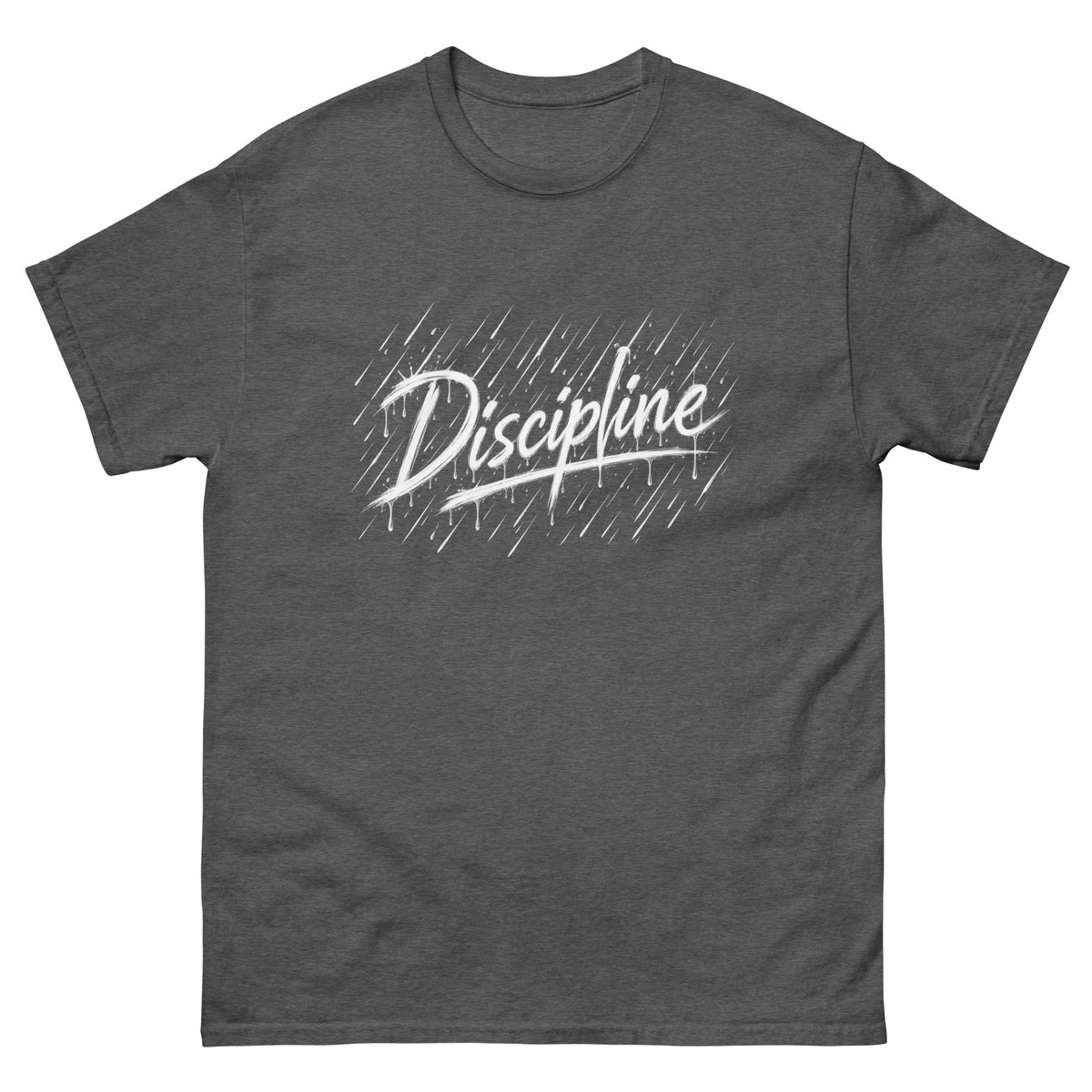 Dark Heather Discipline t-shirt, front