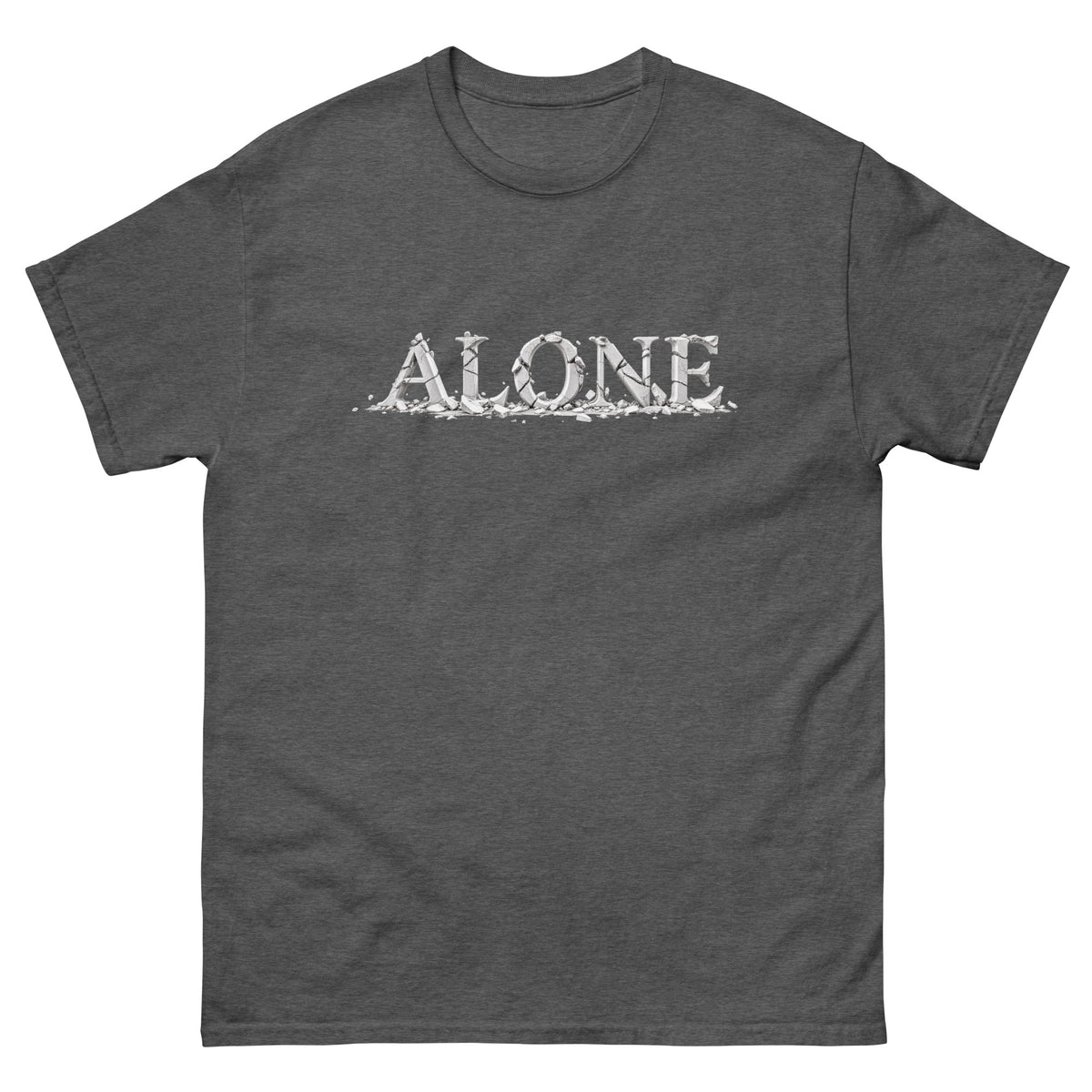 Dark Heather Alone t-shirt, front