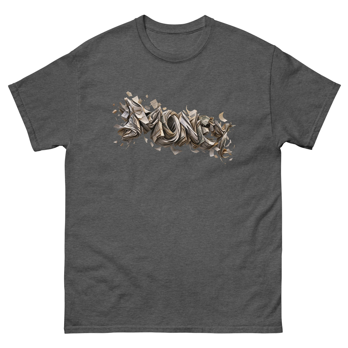Dark Heather Money t-shirt, front