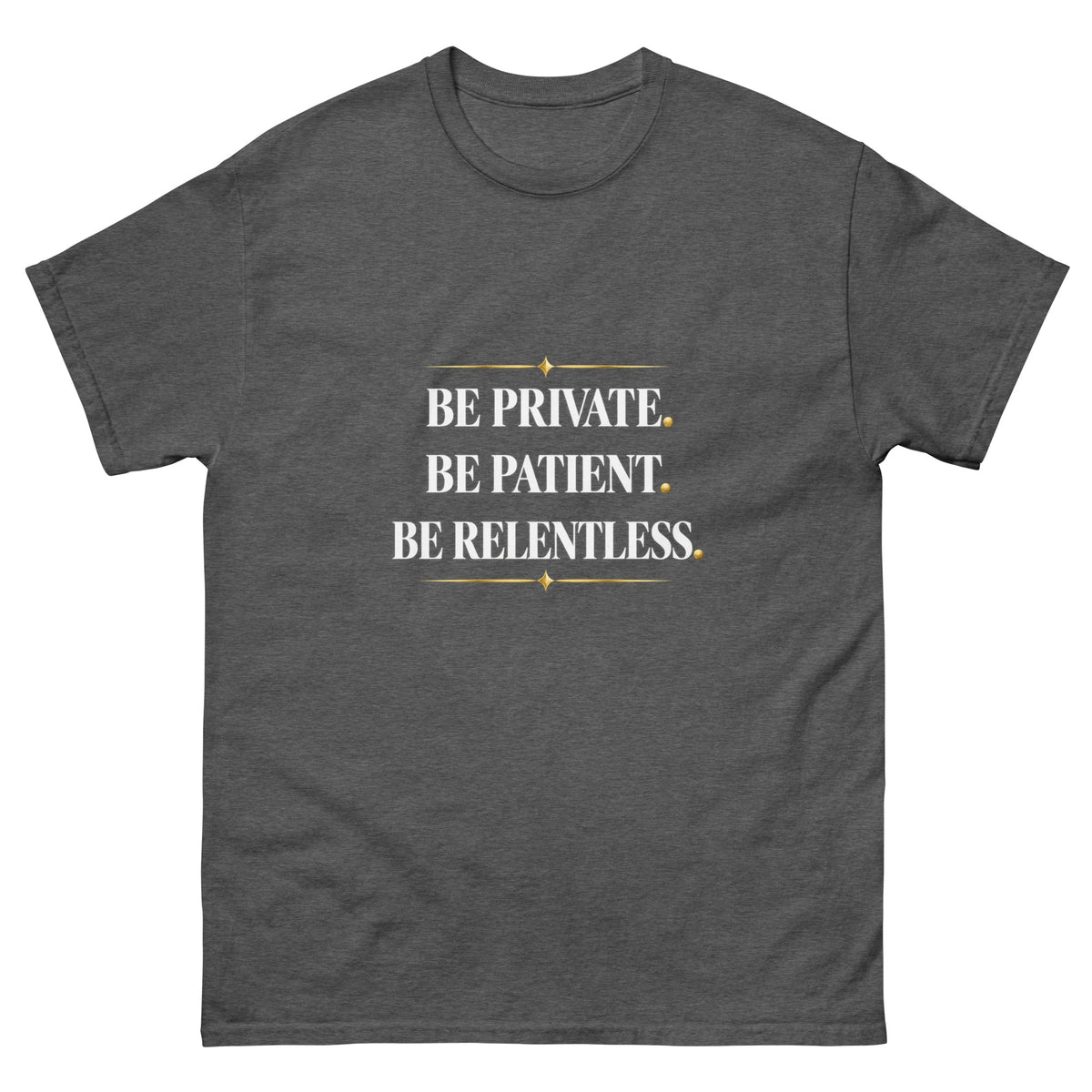 Dark Heather Private Patient Relentless t-shirt, front