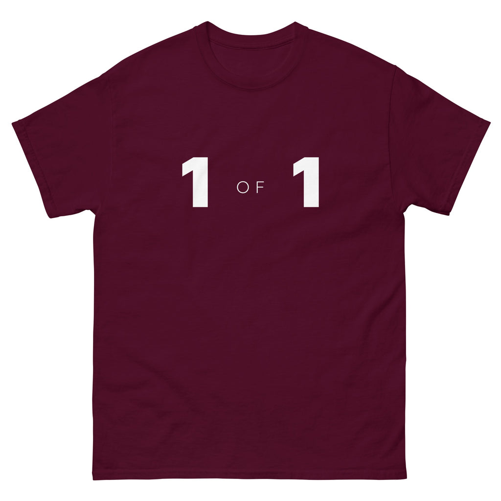 Maroon One of One t-shirt, front