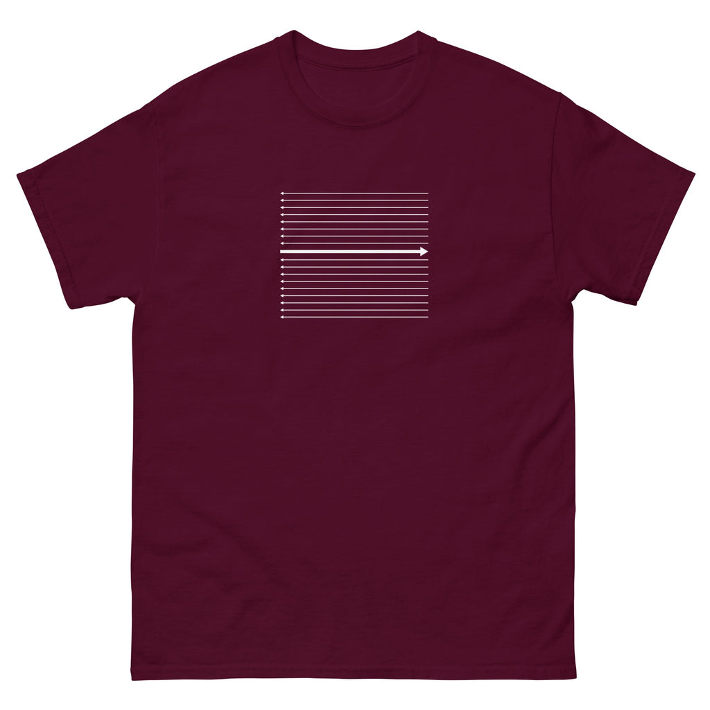 Maroon Divergent t-shirt, front