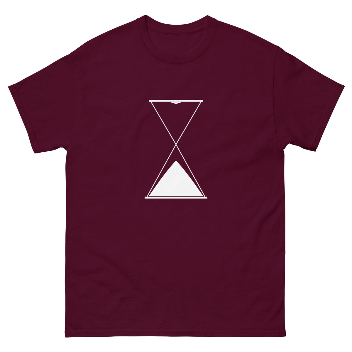 Maroon The Hourglass t-shirt, front