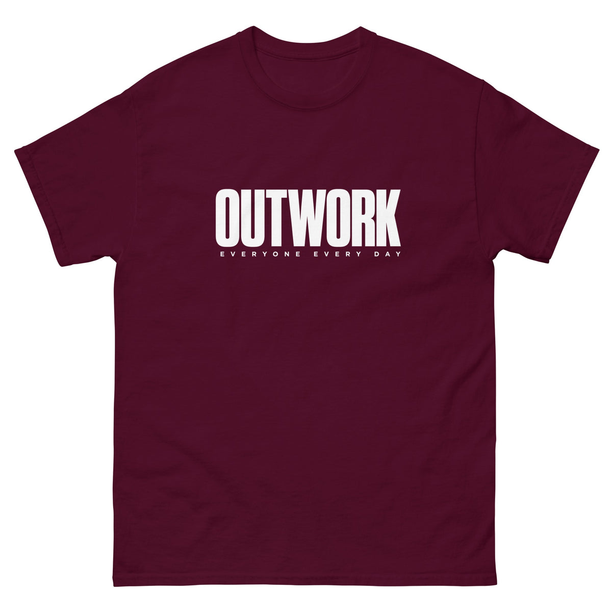 Maroon Outwork t-shirt, front