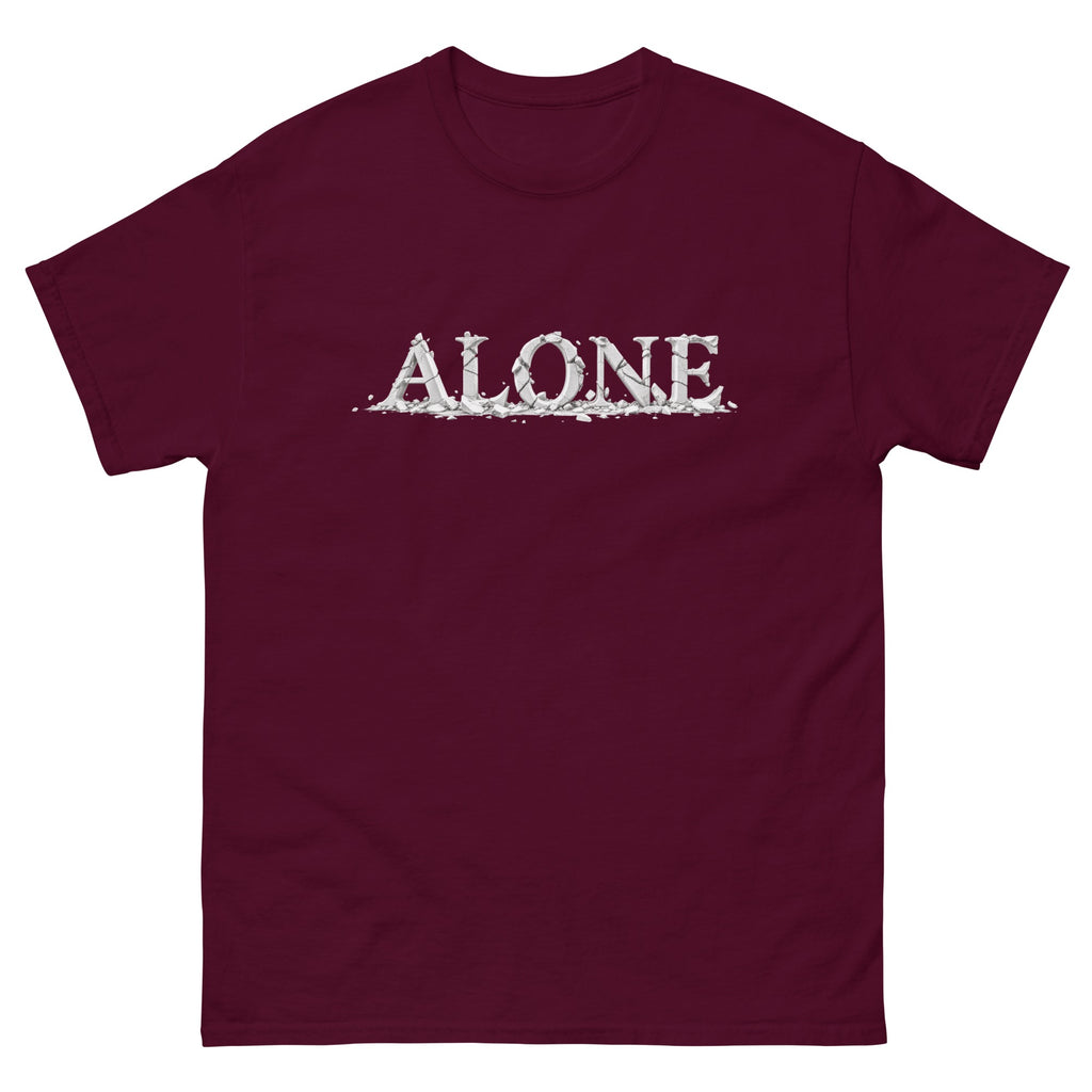 Maroon Alone t-shirt, front