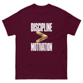 Maroon Motivation and Discipline t-shirt, front