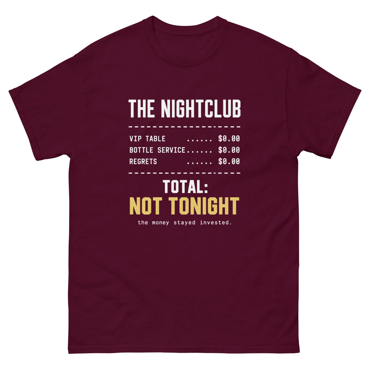 Maroon Club Receipt t-shirt, front