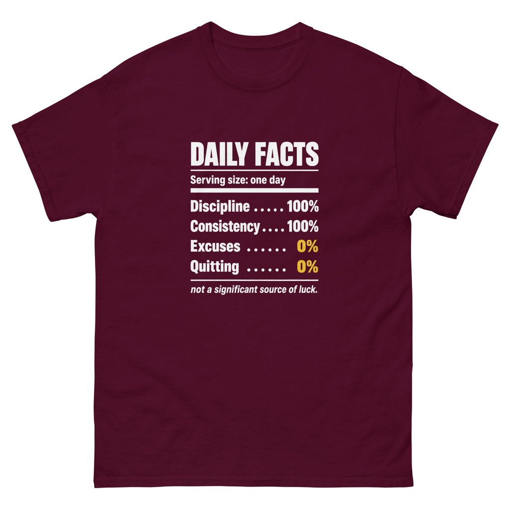 Maroon Daily Facts t-shirt, front