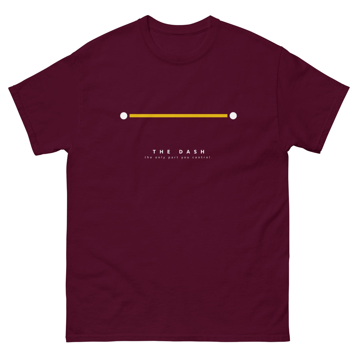 Maroon The Dash t-shirt, front