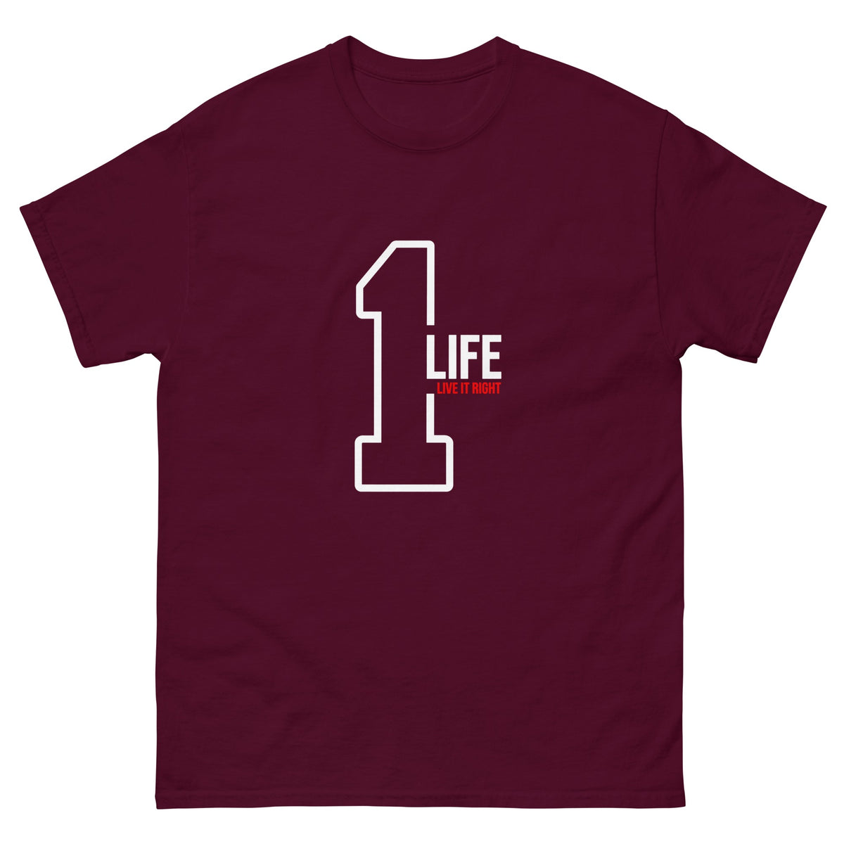 Maroon One Life Live It Right t-shirt, front