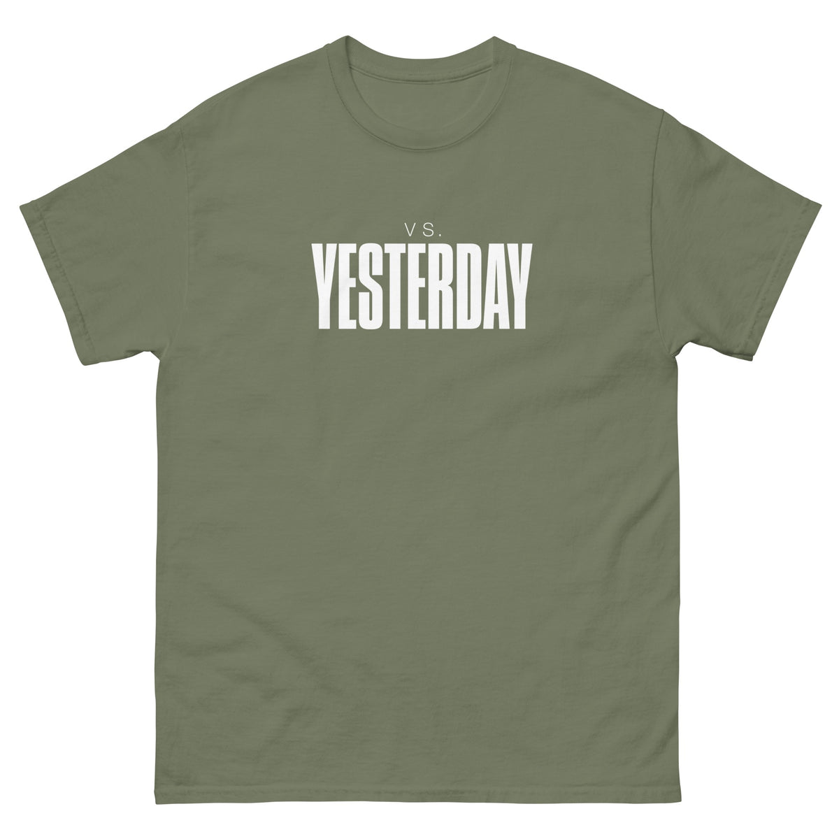 Military Green Vs Yesterday t-shirt, front