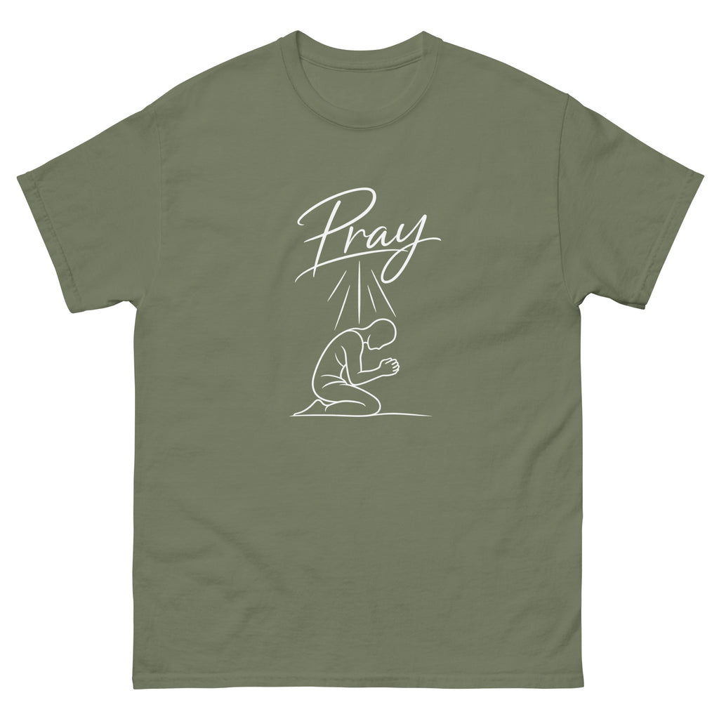 Military Green Pray t-shirt, front