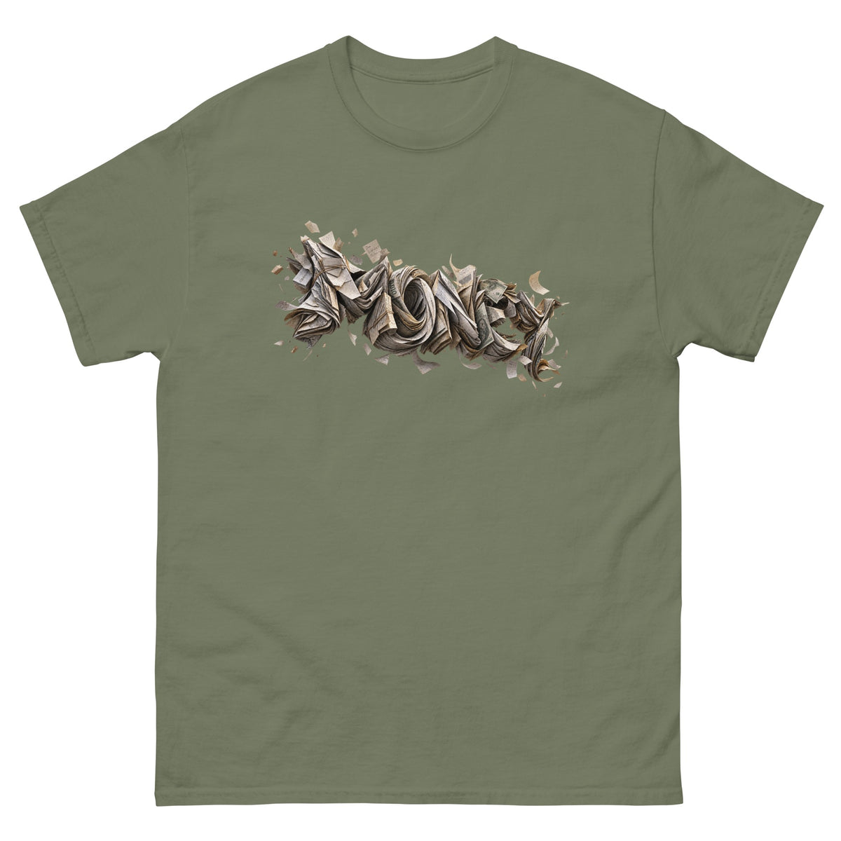 Military Green Money t-shirt, front