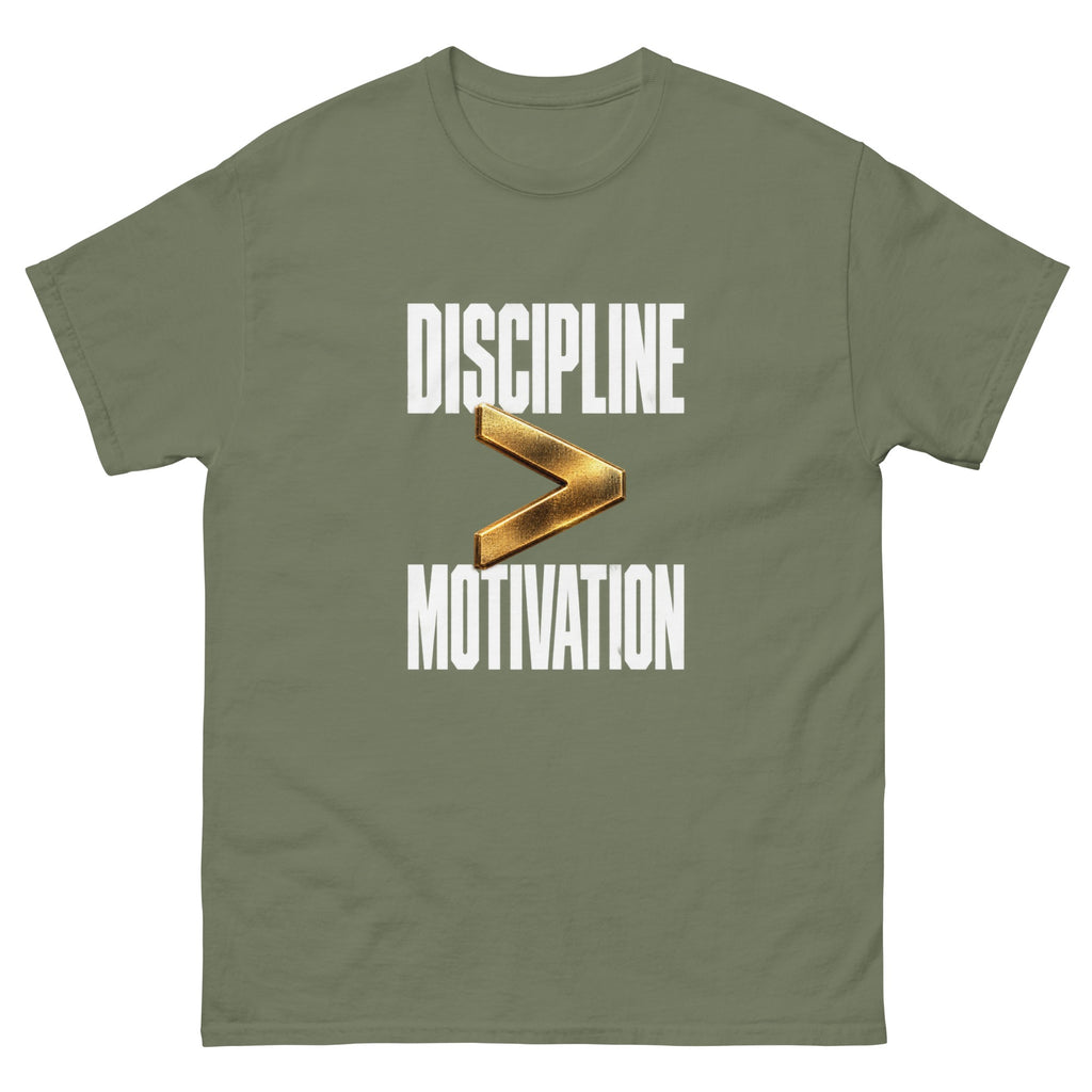 Military Green Motivation and Discipline t-shirt, front