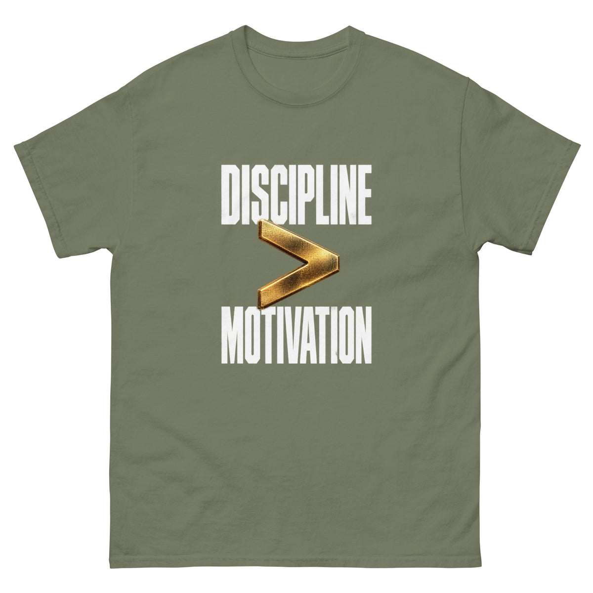 Military Green Motivation and Discipline t-shirt, front