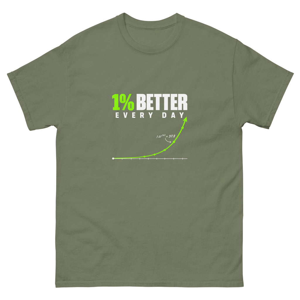 Military Green 1 Percent Better t-shirt, front