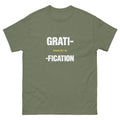 Military Green Delayed Gratification t-shirt, front
