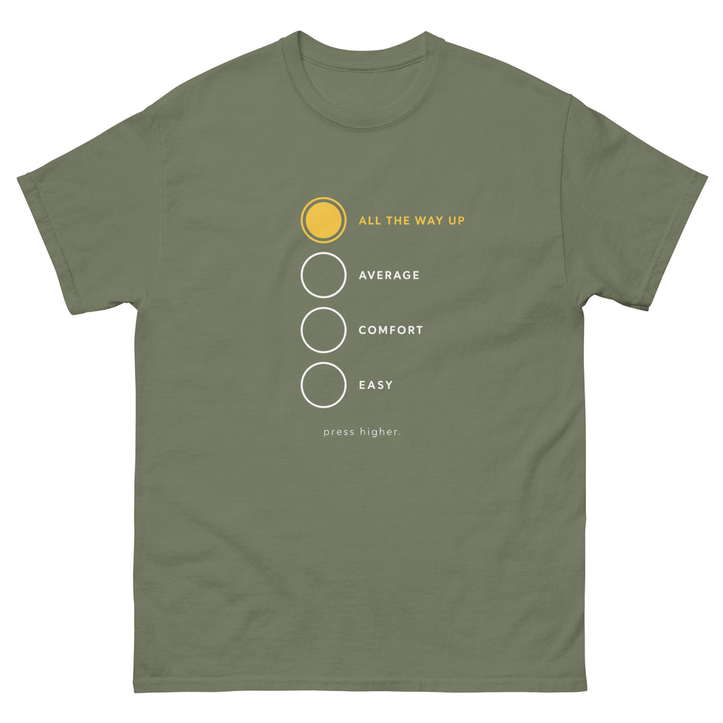 Military Green Press Higher t-shirt, front